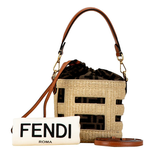 Step Out Bucket Bag Mini Canvas and Leather Zucca FF Logo