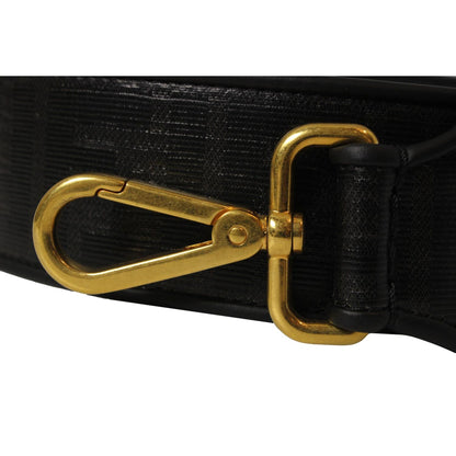 Strap You Black Glazed Fabric FF Zucca Shoulder Strap