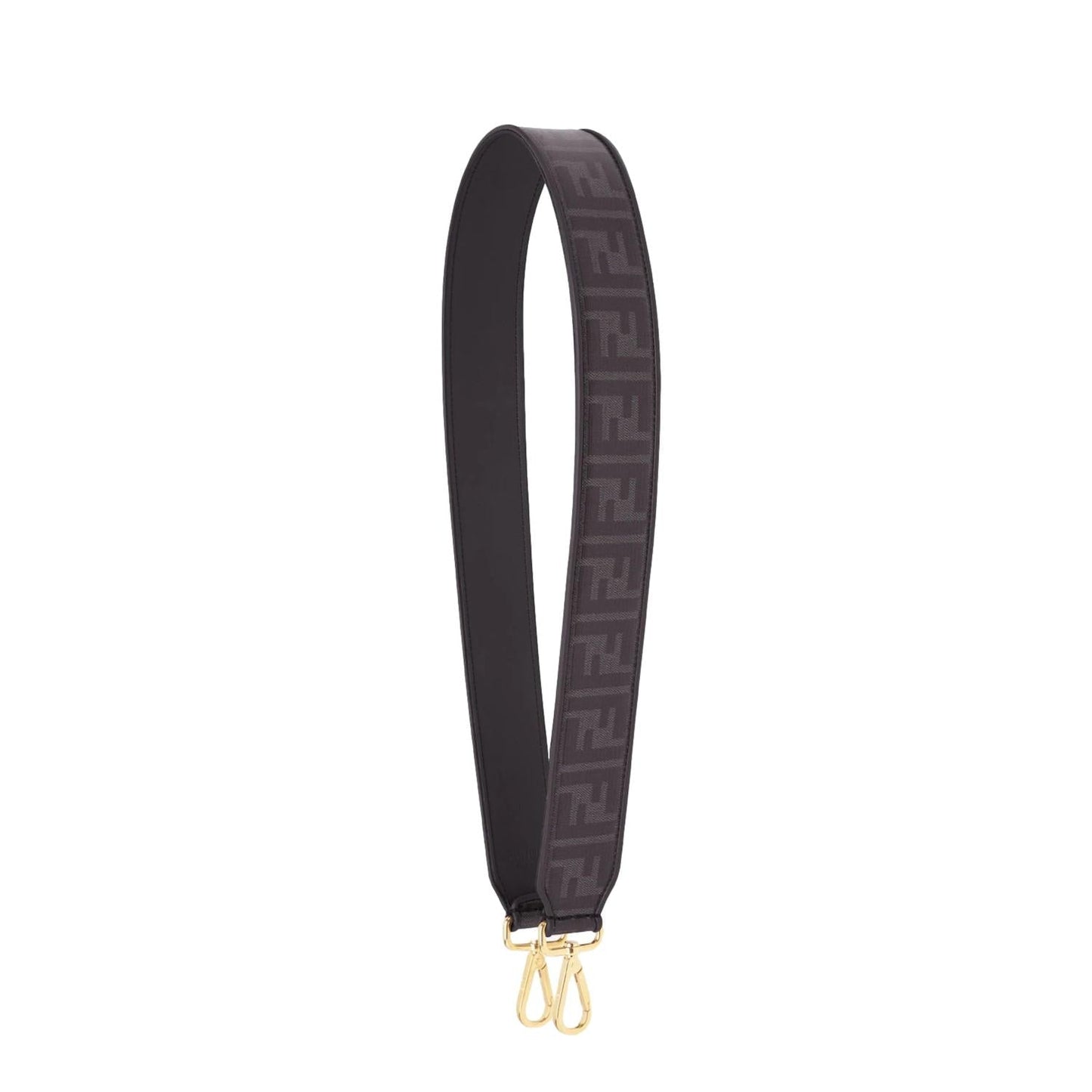 Strap You Black Glazed Fabric FF Zucca Shoulder Strap