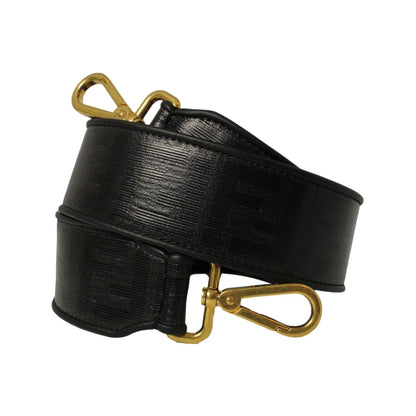 Strap You Black Glazed Fabric FF Zucca Shoulder Strap