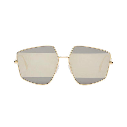 Stripes Silver Tint and Gold Frame Metal Sunglasses