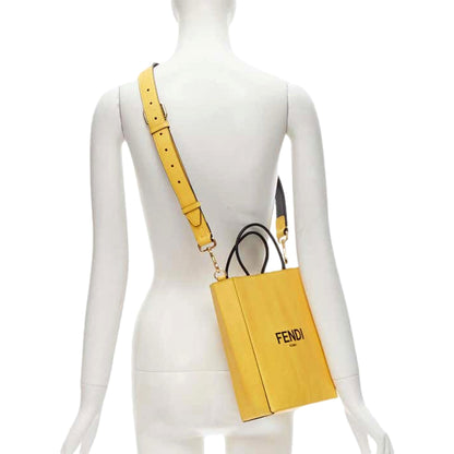 Roma 2Way Embossed Yellow Leather Crossbody Shopping Tote Bag