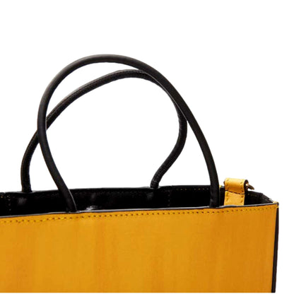 Roma 2Way Embossed Yellow Leather Crossbody Shopping Tote Bag