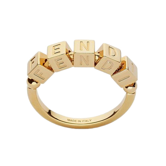 Fendigraphy Letters Gold Metal Ring Size Small