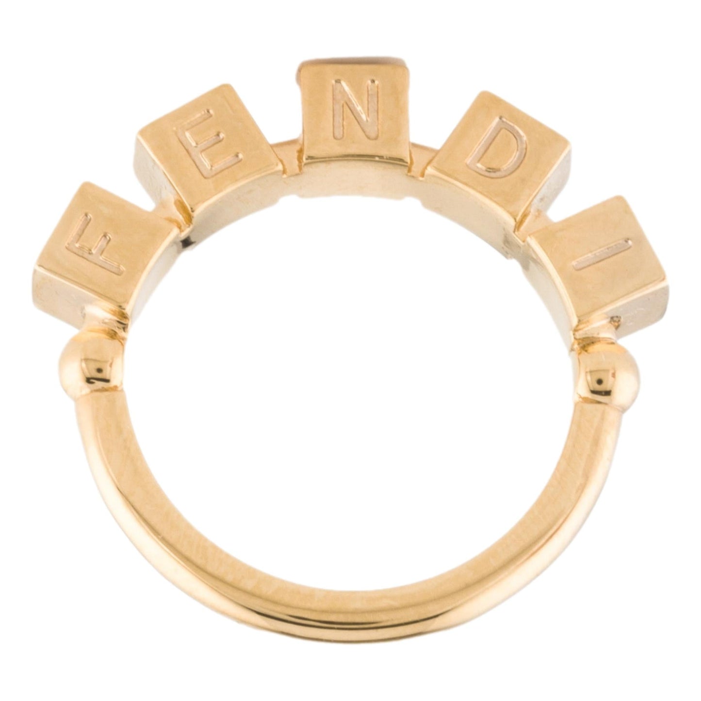 Fendigraphy Letters Gold Metal Ring Size Small