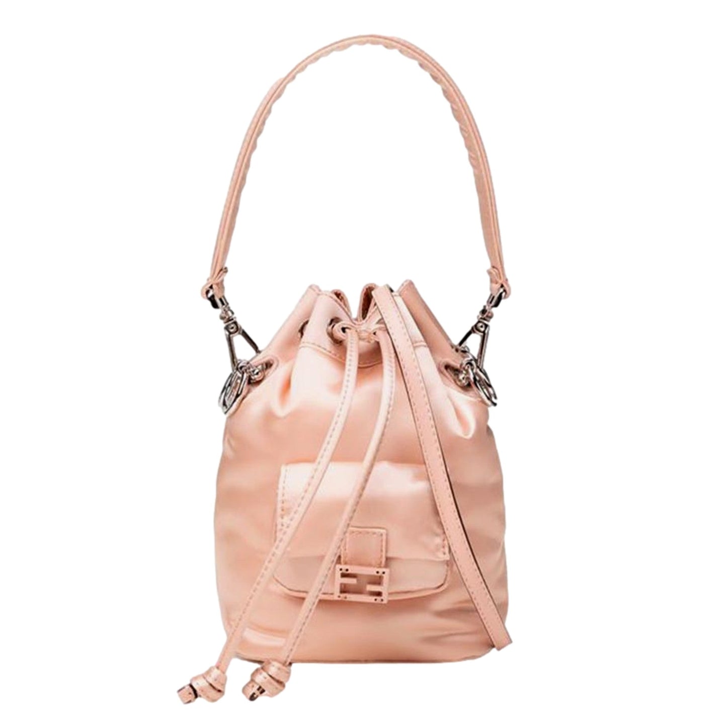 Mon Tresor Baguette Baby Pink Nylon Bucket Mini Crossbody Bag