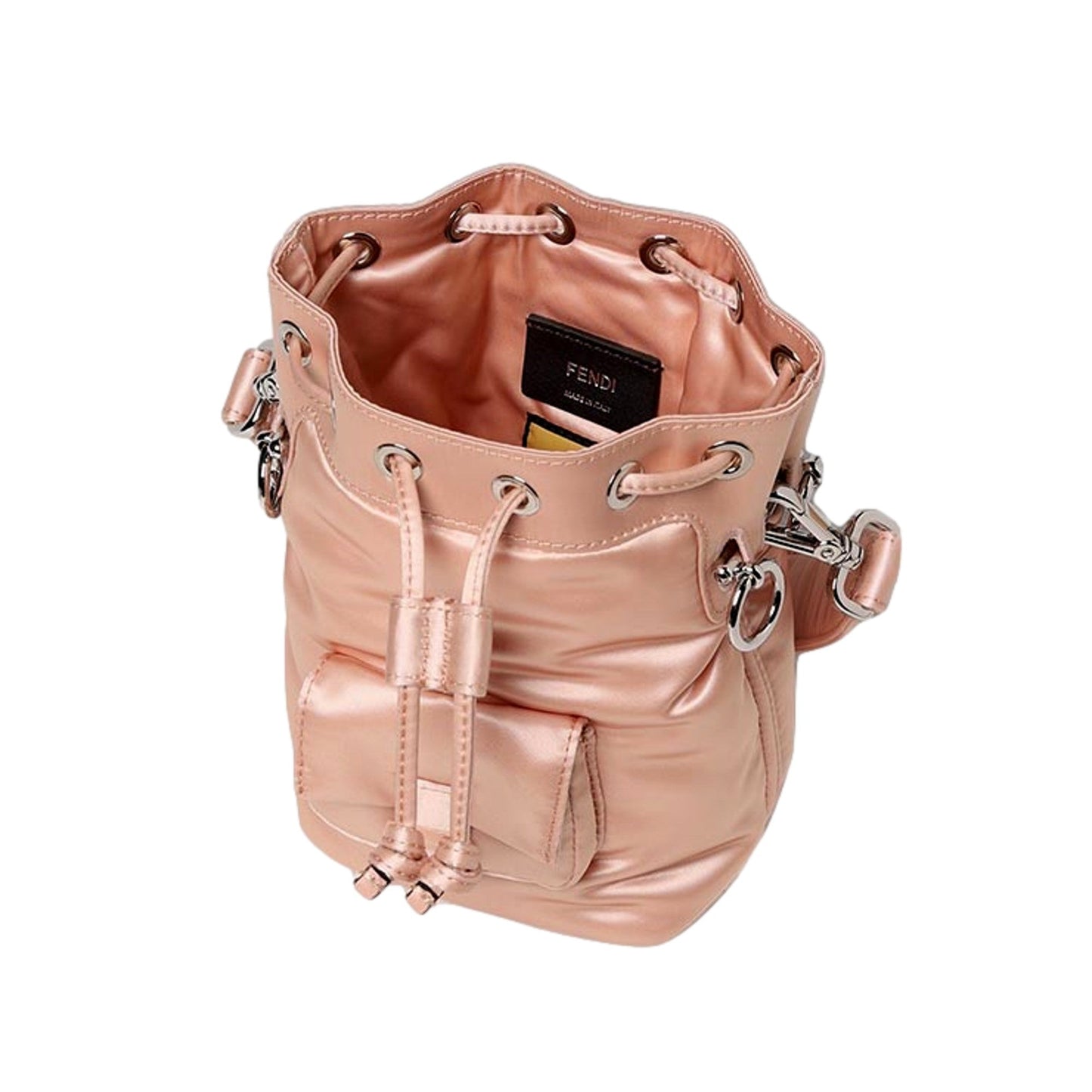 Mon Tresor Baguette Baby Pink Nylon Bucket Mini Crossbody Bag