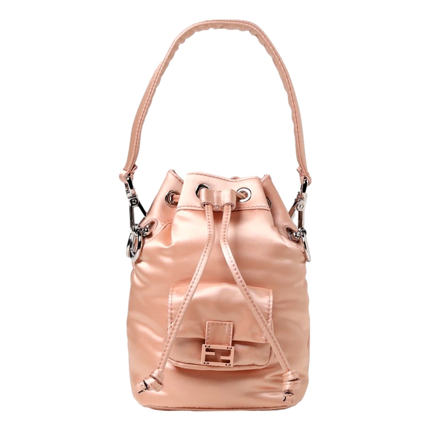 Mon Tresor Baguette Baby Pink Nylon Bucket Mini Crossbody Bag