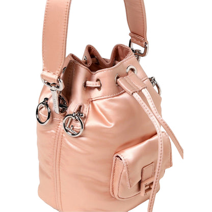 Mon Tresor Baguette Baby Pink Nylon Bucket Mini Crossbody Bag