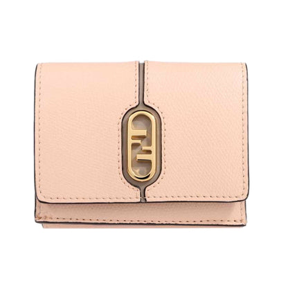 O'Lock Wallet Micro Trifold Rose Pink Tortora Gray Calf Leather