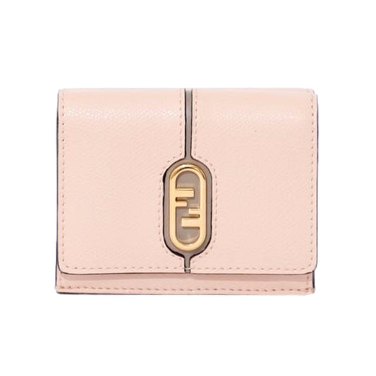 O'Lock Wallet Micro Trifold Rose Pink Tortora Gray Calf Leather