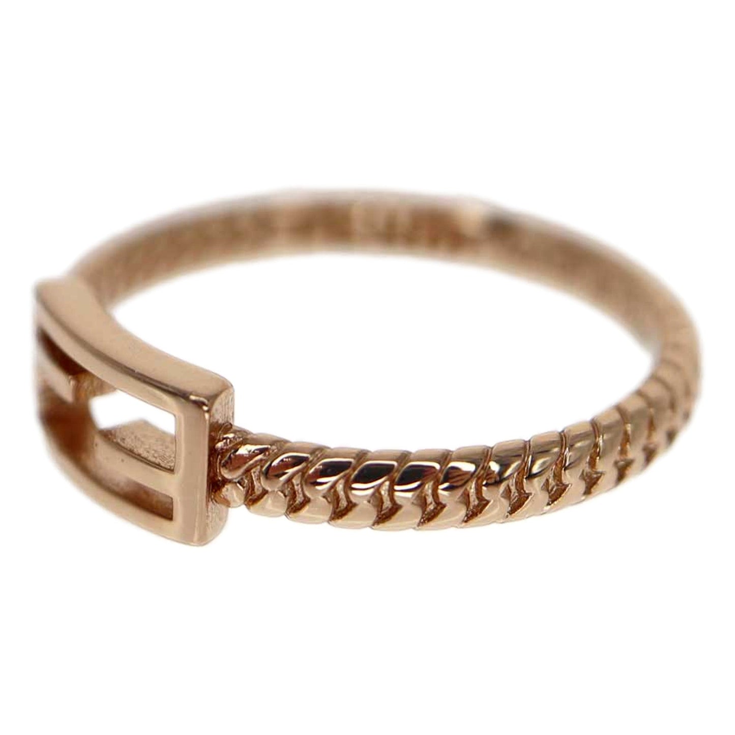 Baguette FF Logo Ring Rose Gold Twist Metal Band Size Large