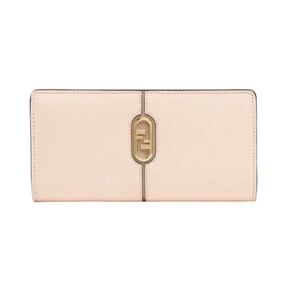 O'Lock Rose Pink and Tortora Gray Calf Leather Snap Continental Wallet