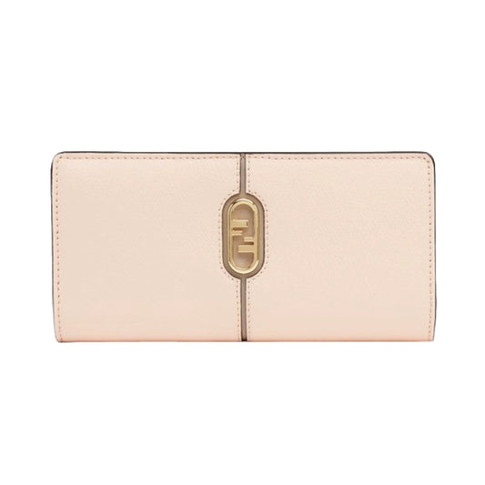 O'Lock Rose Pink and Tortora Gray Calf Leather Snap Continental Wallet