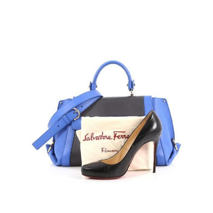 Sofia Calf Blue Fumee Blue Grey Medium Handbag