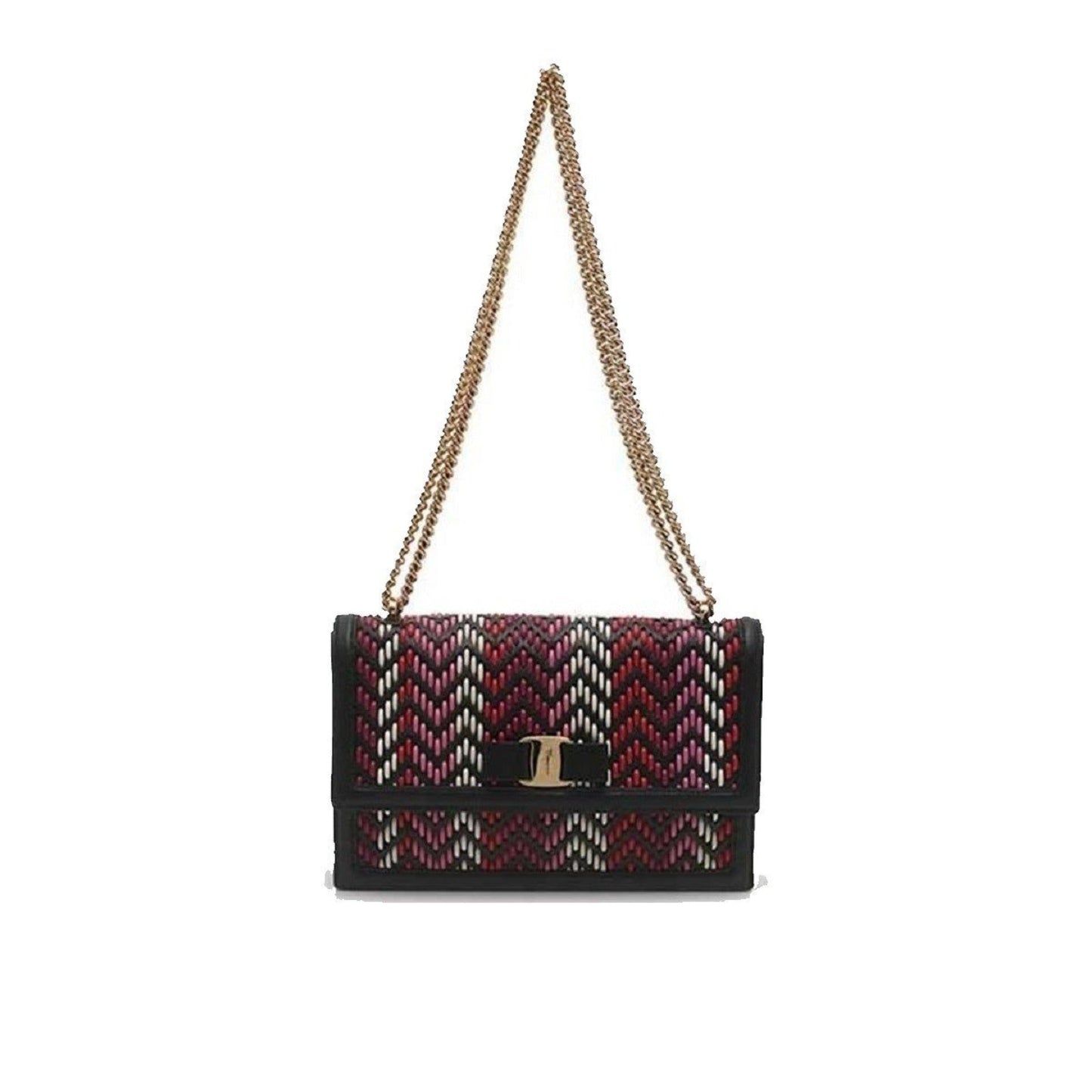 Ginny Multi Pink and Red Plaited Calf Leather Shoulder Bag