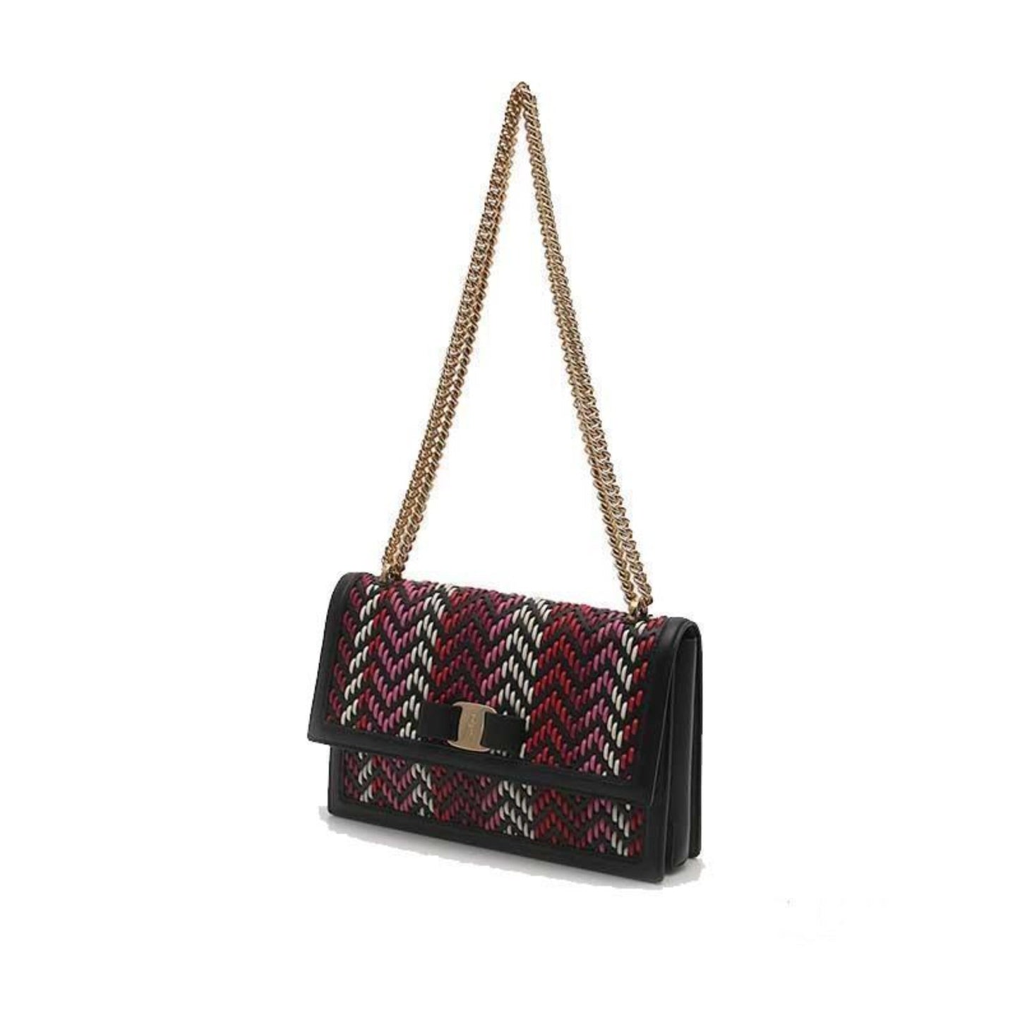 Ginny Multi Pink and Red Plaited Calf Leather Shoulder Bag