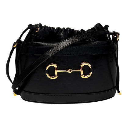 1955 Horsebit Black Leather Bucket Bag