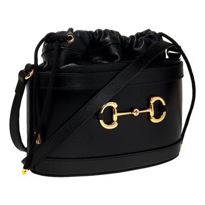 1955 Horsebit Black Leather Bucket Bag