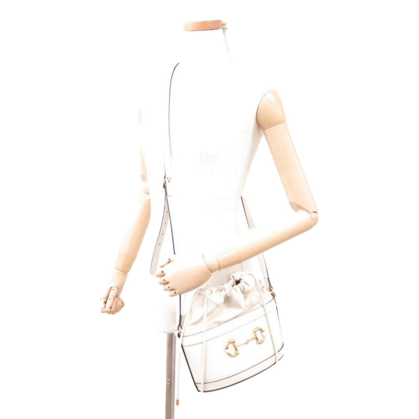 1955 Horsebit White Leather Bucket Bag