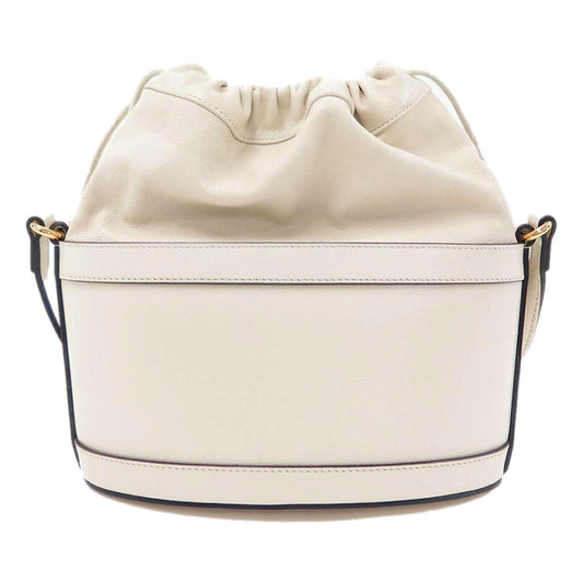 1955 Horsebit White Leather Bucket Bag