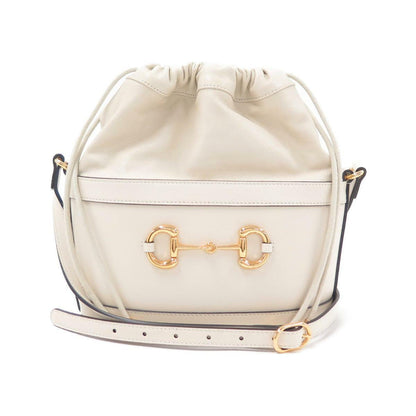 1955 Horsebit White Leather Bucket Bag