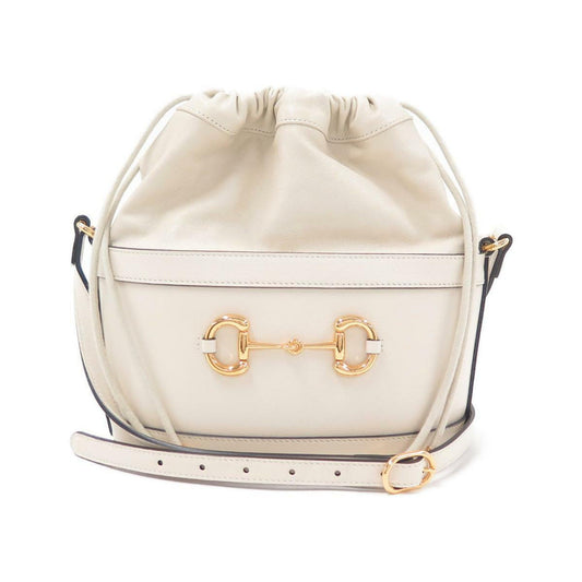 1955 Horsebit White Leather Bucket Bag