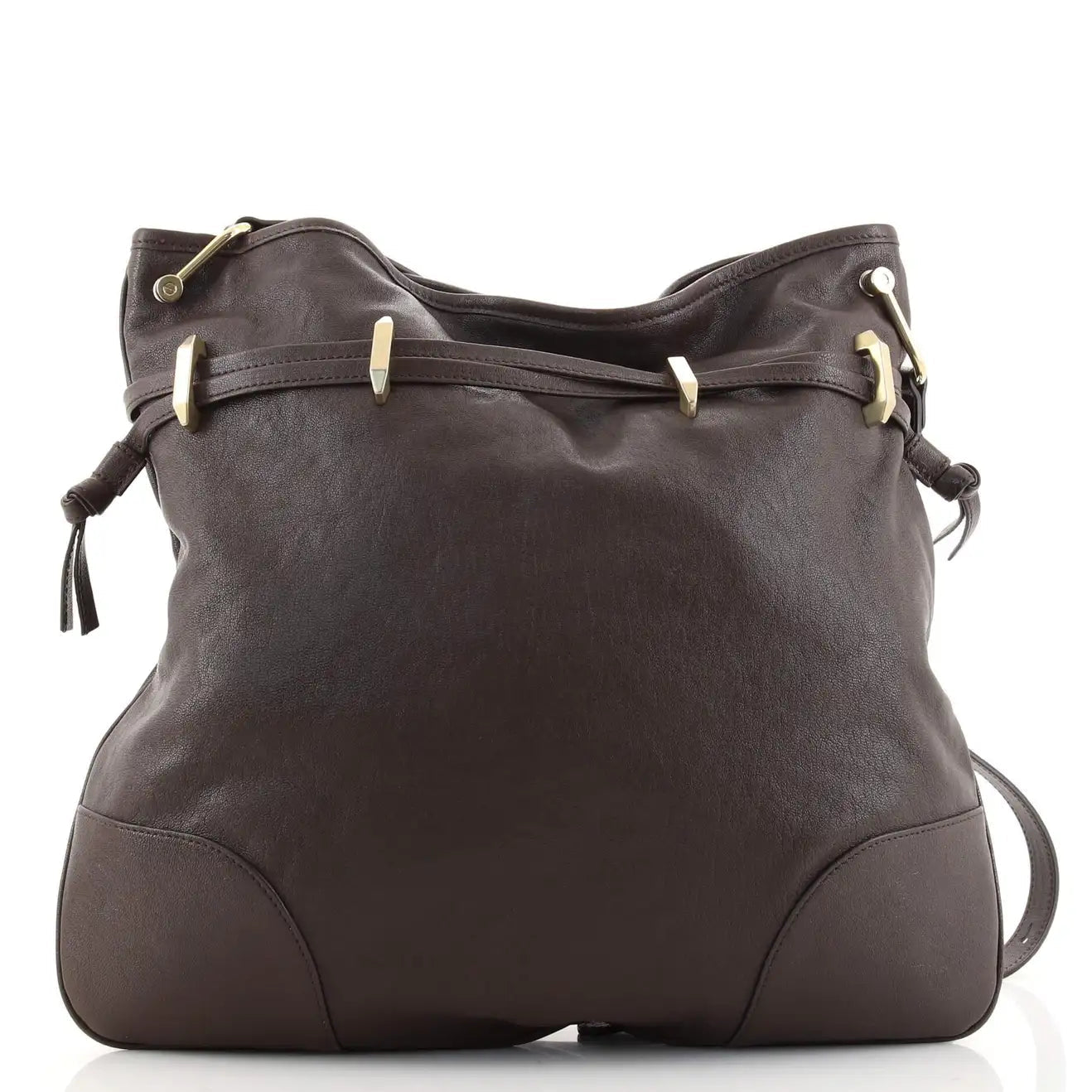 1955 Morsetto Small Leather Horsebit Drawstring Brown Bucket Bag