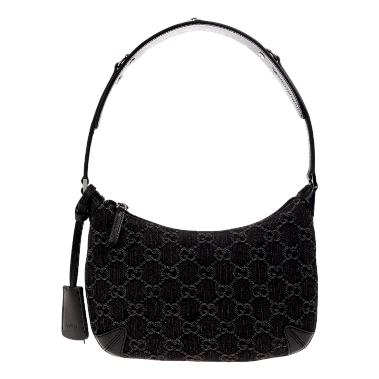 Womens Horsebit Slim Small Shoulder Bag in Black