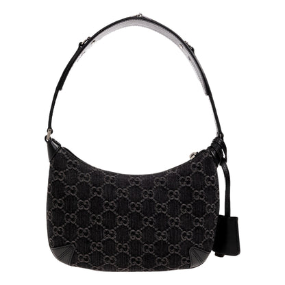 Womens Horsebit Slim Small Shoulder Bag in Black