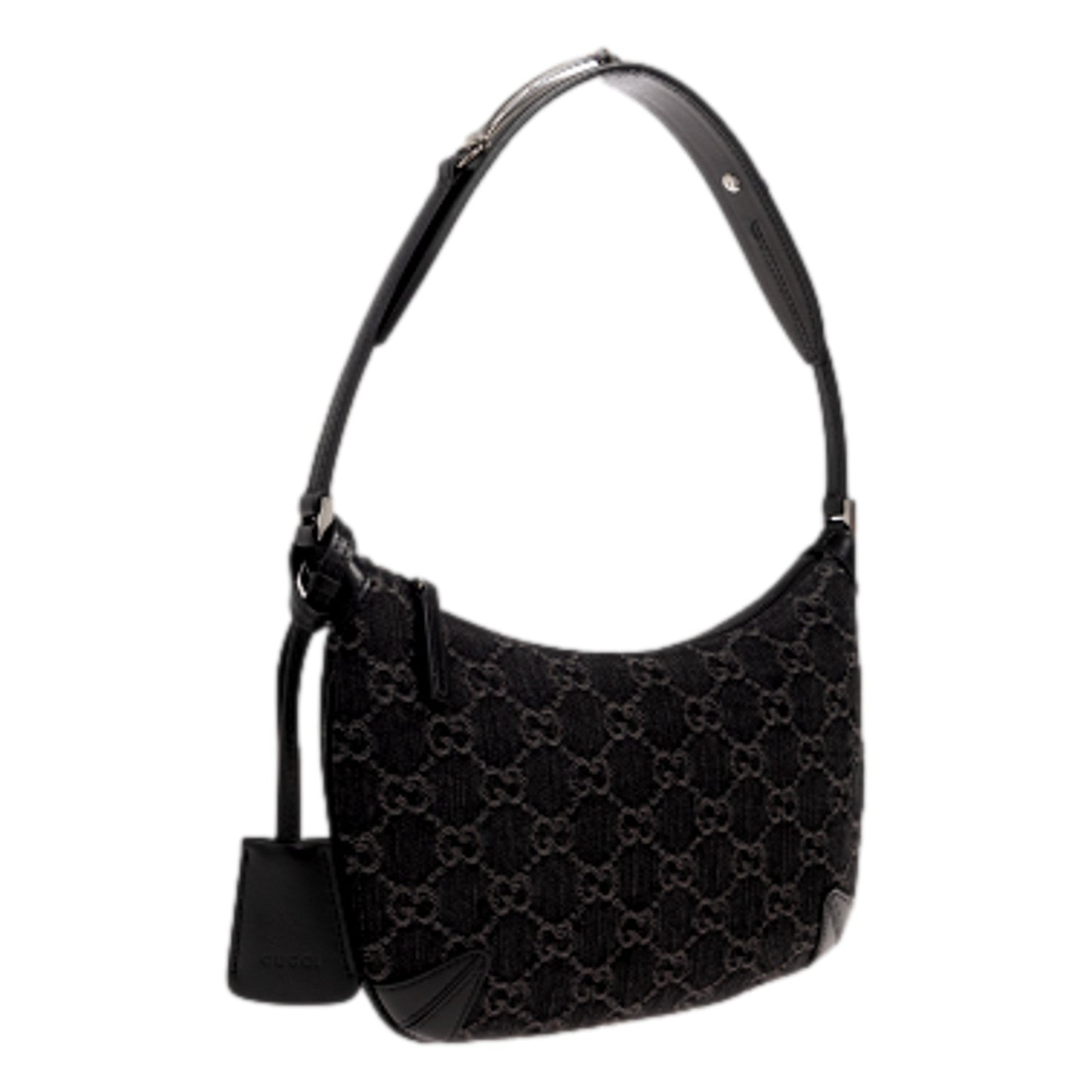 Womens Horsebit Slim Small Shoulder Bag in Black