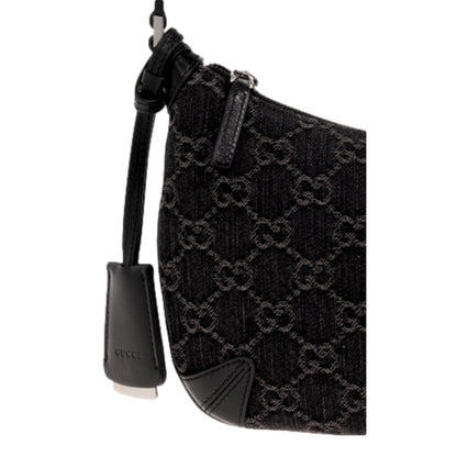 Womens Horsebit Slim Small Shoulder Bag in Black