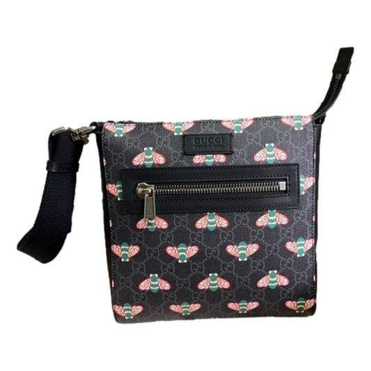 Bestiary Bee Monogram Black Coated Canvas Messenger Bag