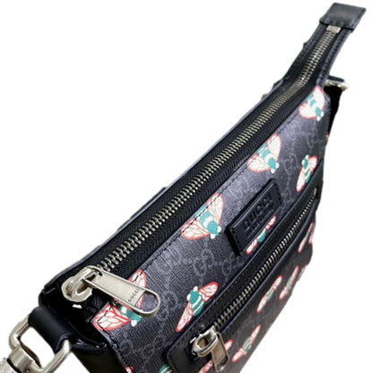 Bestiary Bee Monogram Black Coated Canvas Messenger Bag