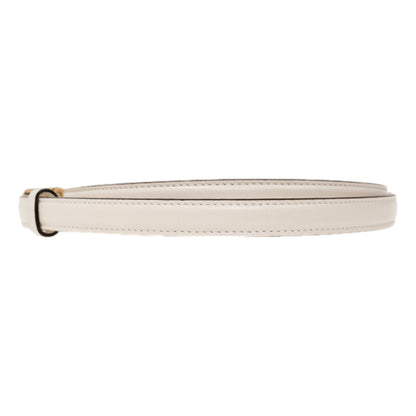 Cream Leather Belt with Metal Gold Logo Lettering Size 75