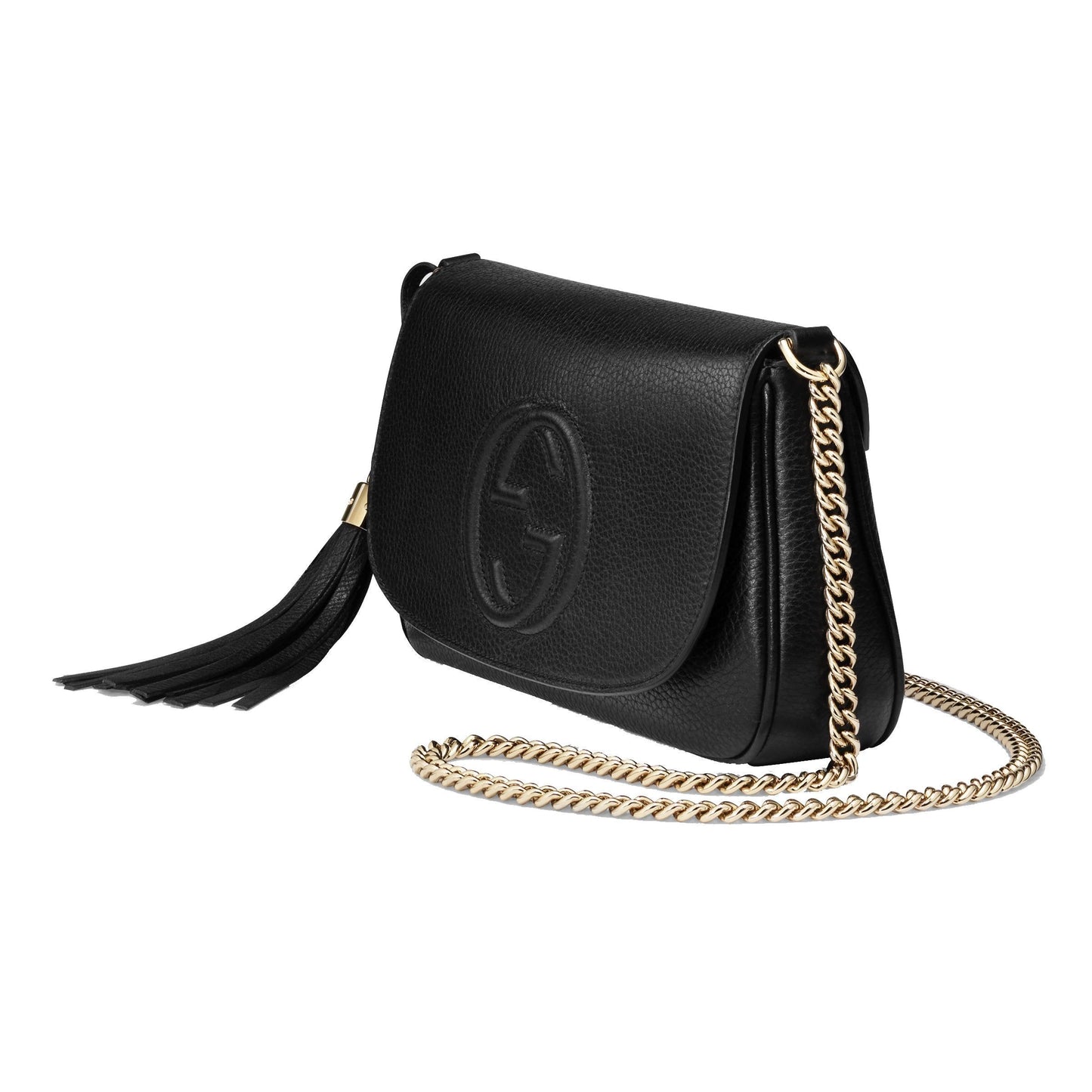 Soho Disco GG Black Calf Leather Tassel Chain Crossbody Bag