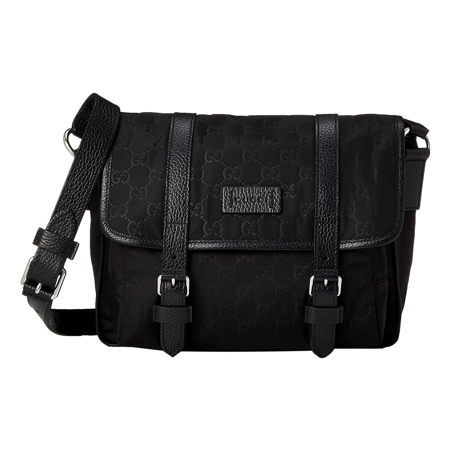 GG Logo Black Nylon Small Messenger Bag