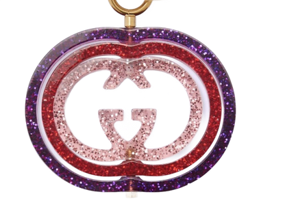 Interlocking G Purple and Red Glitter Keychain Handbag Charm