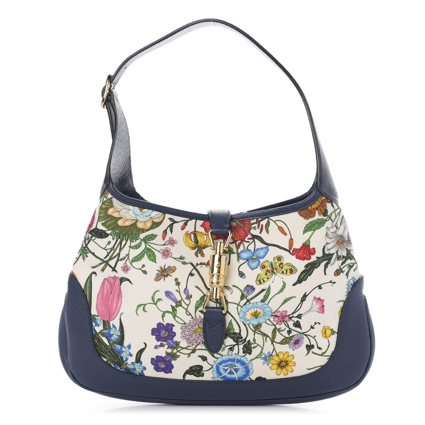 Jackie Flora Canvas White Blue Agata Hobo Bag