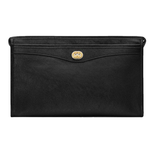 Morpheus Black Fluffy Calf Leather Cosmetic Pouch Bag