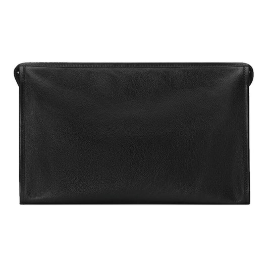 Morpheus Black Fluffy Calf Leather Cosmetic Pouch Bag