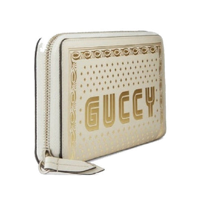 Sega Guccy Stars White Moon Gold Zipper Leather Wallet