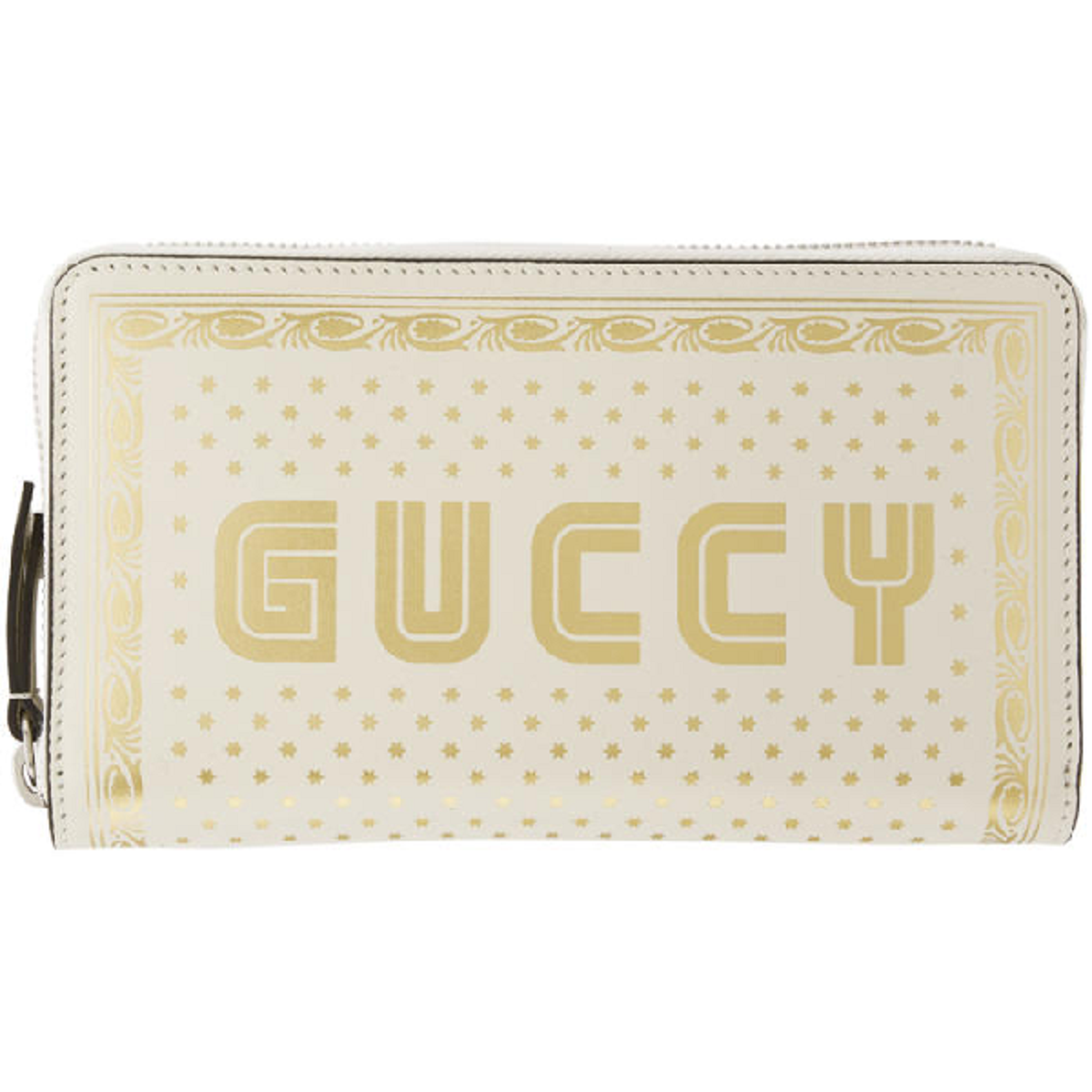 Sega Guccy Stars White Moon Gold Zipper Leather Wallet