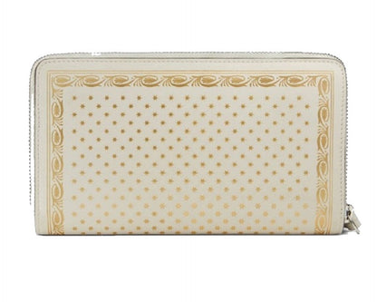 Sega Guccy Stars White Moon Gold Zipper Leather Wallet