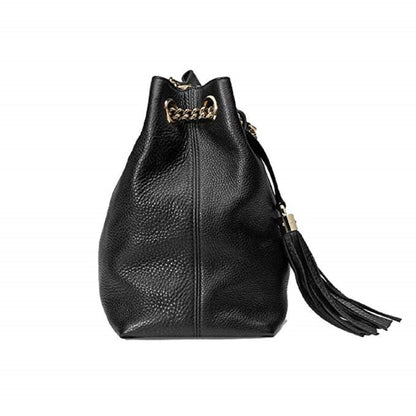 GG Pebbled Calfskin Medium Soho Gold Chain Shoulder Bag Black