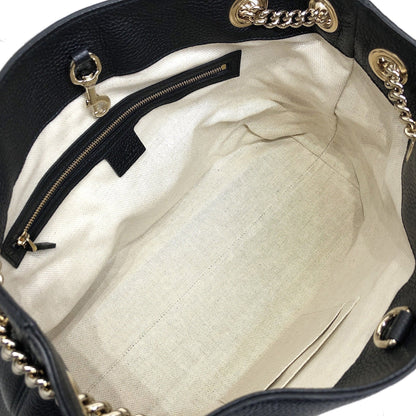 GG Pebbled Calfskin Medium Soho Gold Chain Shoulder Bag Black