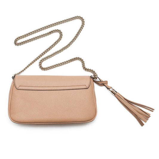 Soho Disco GG Tassel Gold Chain Crossbody Flap Bag Camelia Beige