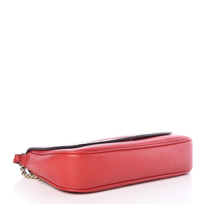 Soho Disco GG Tassel Chain Crossbody Flap Leather Bag Red