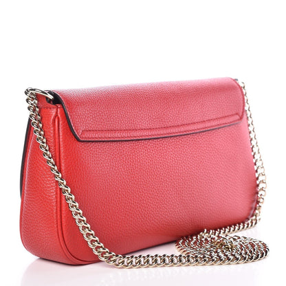 Soho Disco GG Tassel Chain Crossbody Flap Leather Bag Red