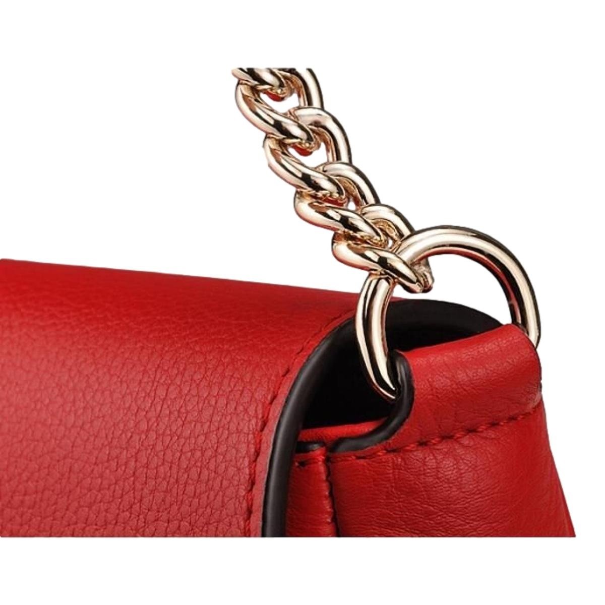 Soho Disco GG Tassel Chain Crossbody Flap Leather Bag Red